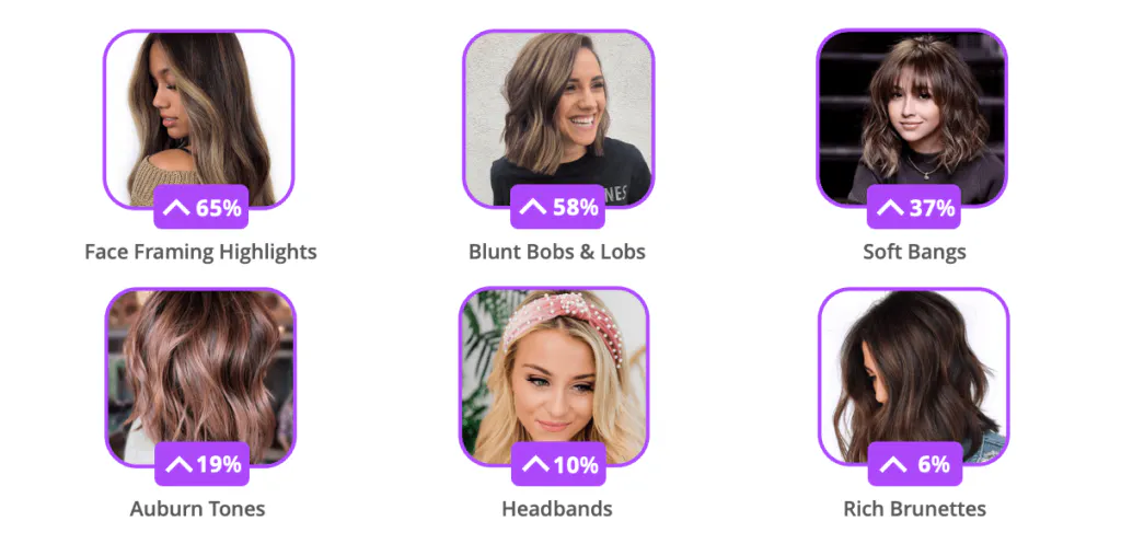 Les mèches qui encadrent le visage, les bobs et les lobs sont les plus sollicités en ligne.