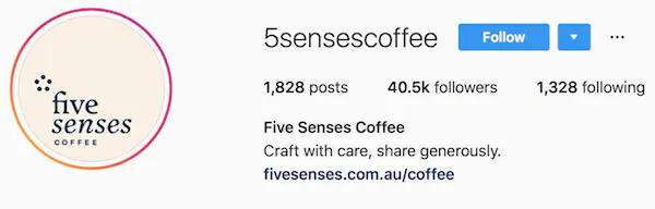 Instagram bio examples 5sensescoffee
