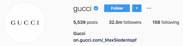 Instagram bio examples gucci