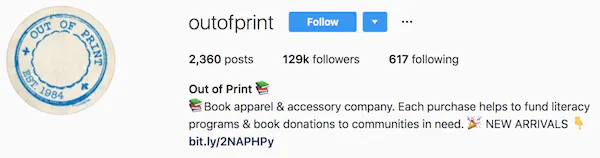 Instagram bio examples outofprint