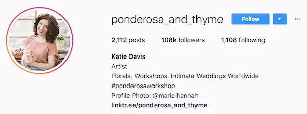 Instagram bio examples ponderosa_and_thyme