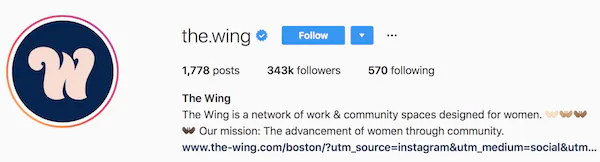 Instagram bio examples the.wing