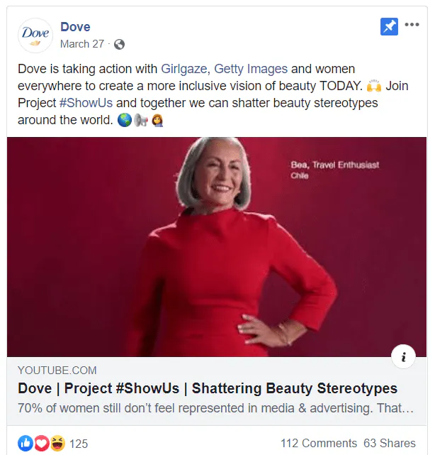Vidéo sur le marketing de la colombe sur Facebook