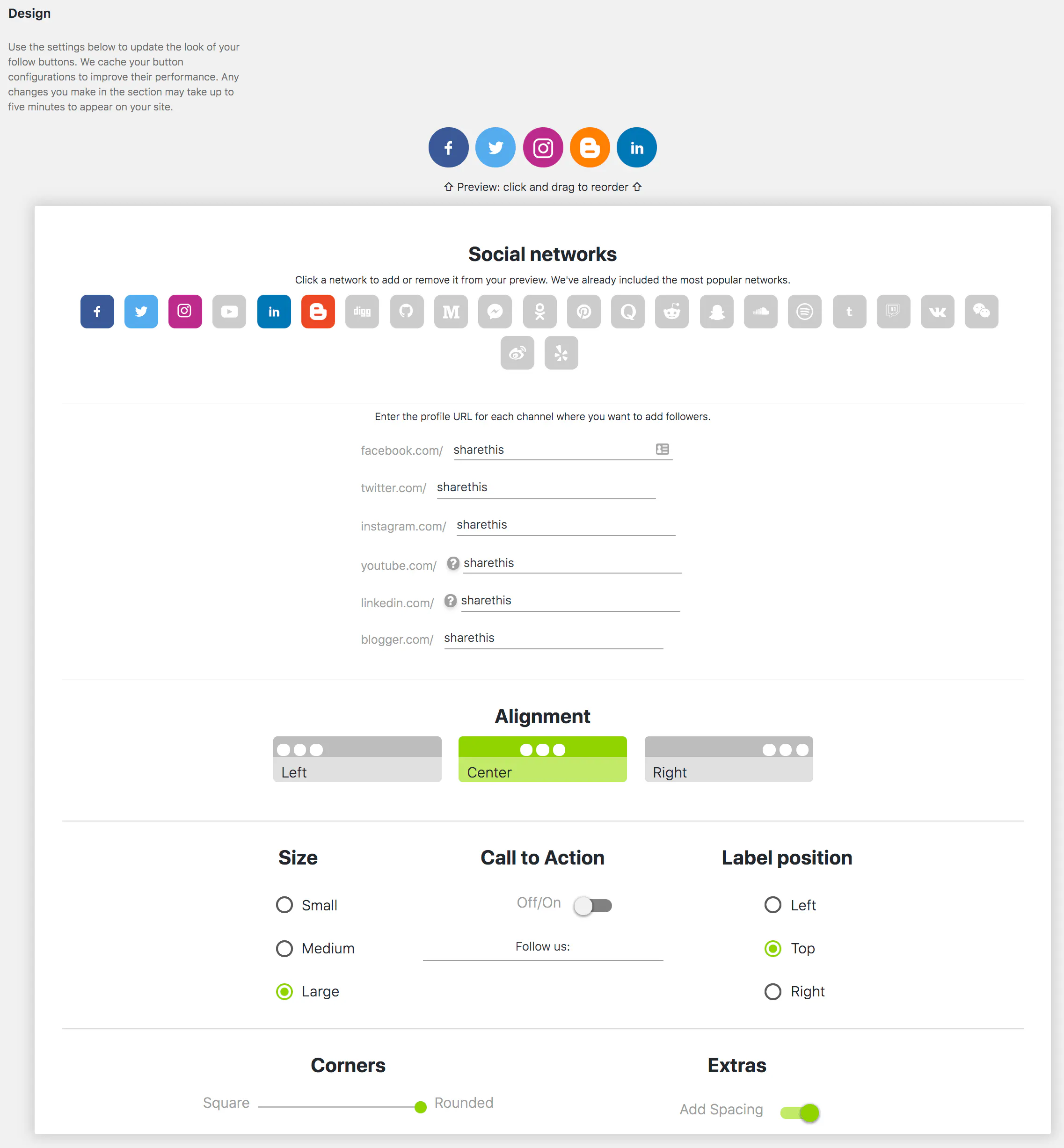 Folgen Buttons für WordPress