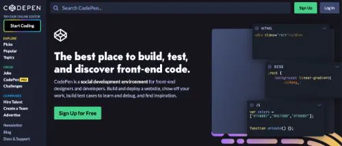 Las mejores plataformas de blogs: CodePen