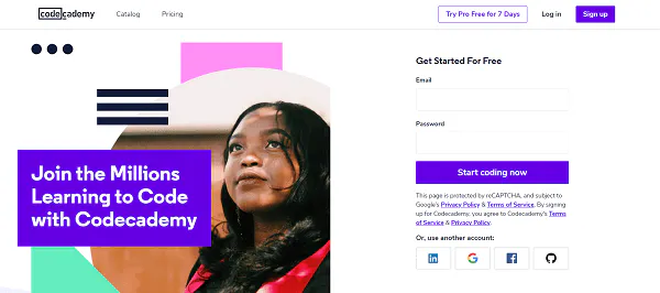 Hochkonvertierende Landing Pages: Codecademy