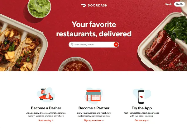 Hochkonvertierende Landing Pages: DoorDash
