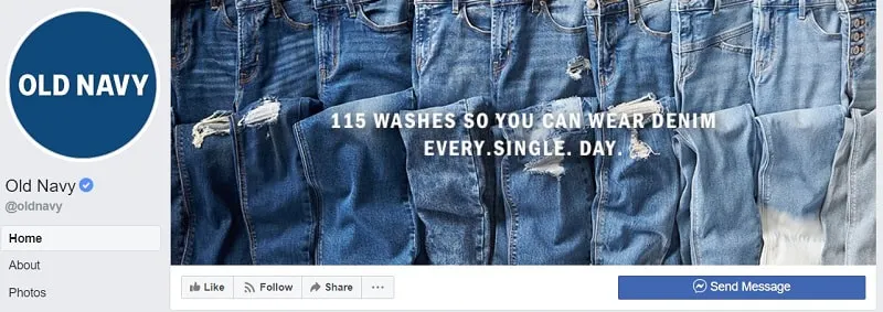 Die ideale Facebook-Kopfzeilengröße Old Navy Facebook-Header