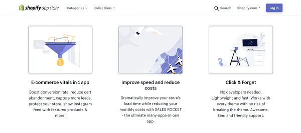 Meilleurs plugins Shopify : Fusée de vente