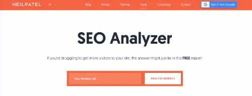 Las mejores herramientas gratuitas de SEO: Neil Patel Analizador de SEO