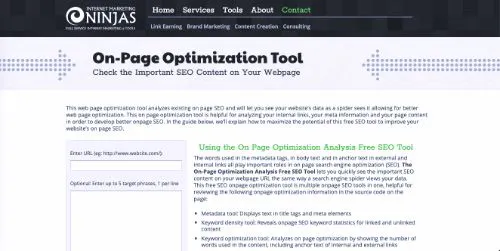 Las mejores herramientas gratuitas de SEO: Herramienta de optimización en la página