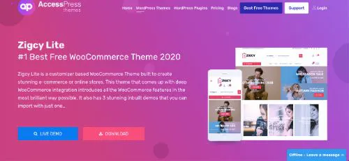 I migliori temi del commercio elettronico WordPress: Zigcy Lite