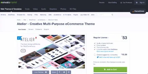 I migliori temi del commercio elettronico WordPress: Atelier