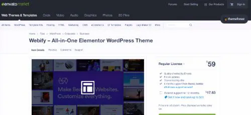 I migliori temi del commercio elettronico WordPress: Webify