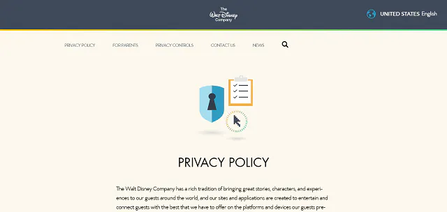 A política de privacidade da Walt Disney Company