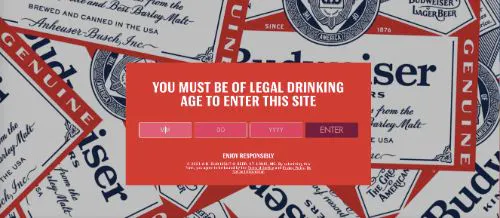 Usare un popup per prodotti con restrizioni d'età (Budweiser)