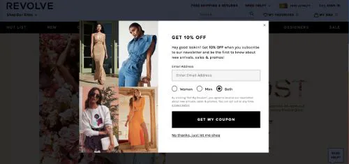 Offrire uno sconto ai primi acquirenti (Revolve)