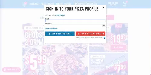 Un popup che scompare può aiutare la navigazione diretta (Dominos)