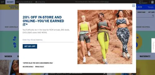 Presenta offerte che appaiono quando si scorre (Old Navy)