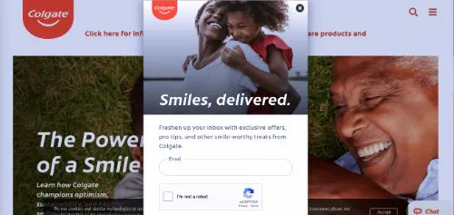 Includere uno strumento CAPTCHA nel popup (Colgate)