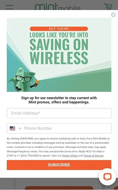 Mint Mobile Popup
