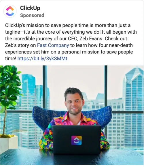 ClickUp chamada para exemplo de acção