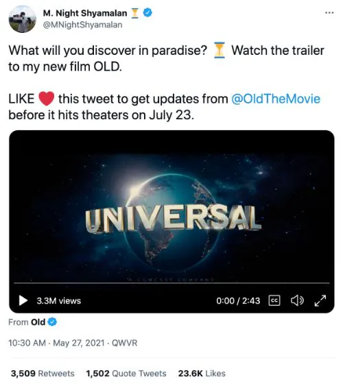 Antigo exemplo de chamada de filme para a acção