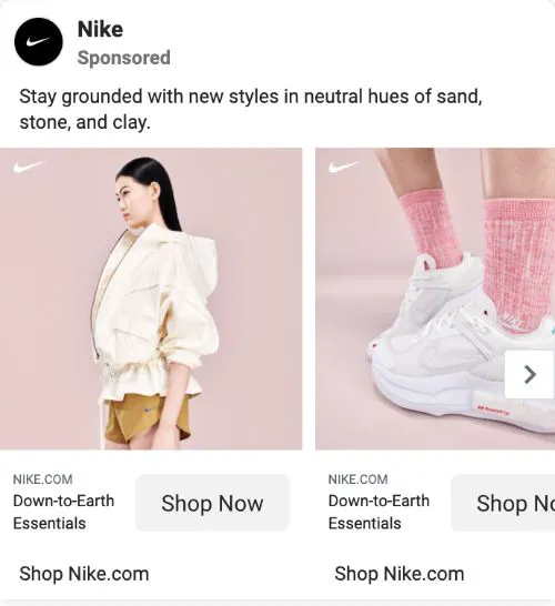 Exemplo de chamada à acção da Nike