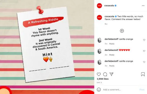 Exemplo de chamada à acção da Coca-Cola