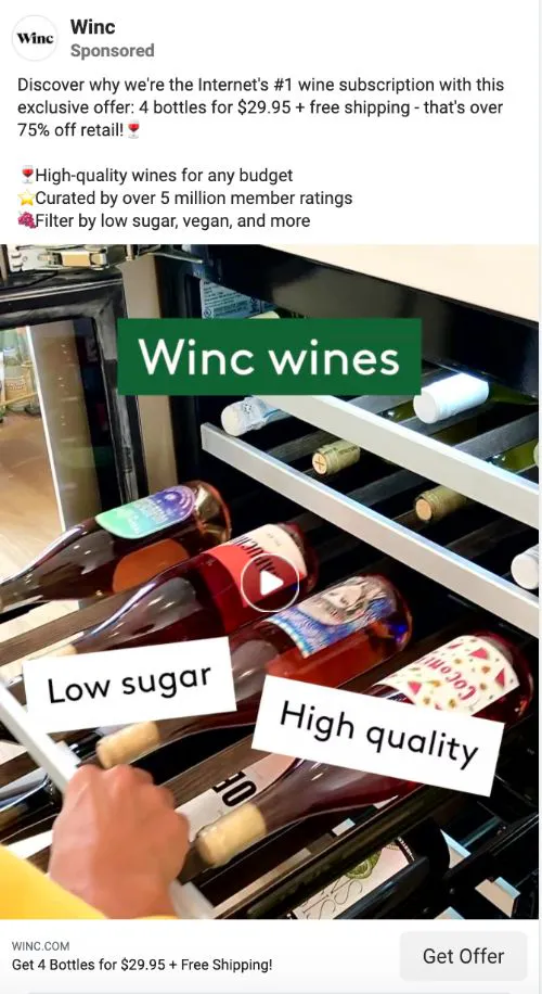 Exemplo de chamada à acção do Winc