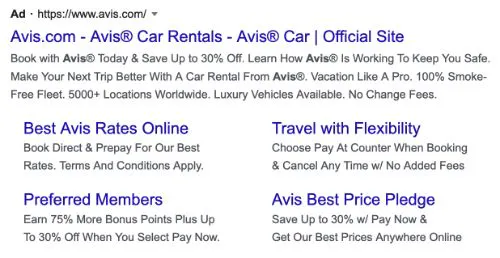 Exemplo da Avis call to action