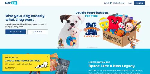 Exemplo de chamada à acção da BarkBox