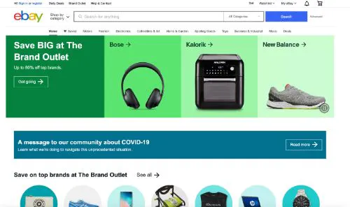Exemplo de chamada à acção do Ebay