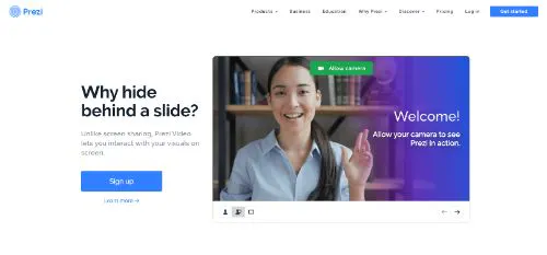 Exemplo de chamada à acção de Prezi