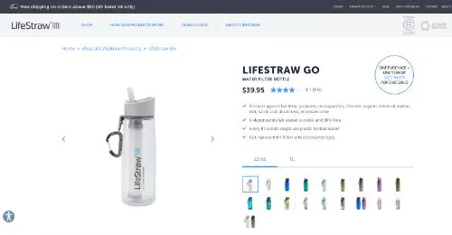 Exemplo de chamada à acção do Lifestraw