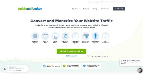 OptinMonster, exemplo de chamada à acção