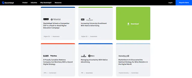 Screenshot der StackAdapt-Fallstudienbibliothek