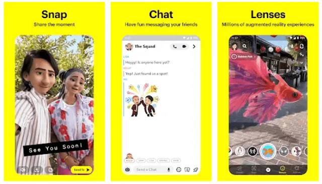 Snapchat 來自谷歌播放的應用程式截圖