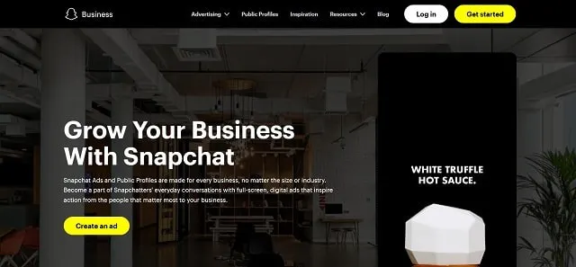 Snapchat 對於企業屏幕截圖