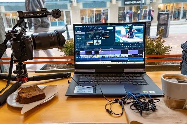 Laptop with video editing tools