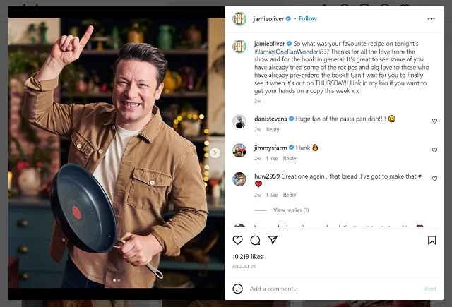 @jamieoliver screenshot di Instagram