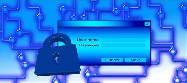 Login screen with padlock, privacy concept