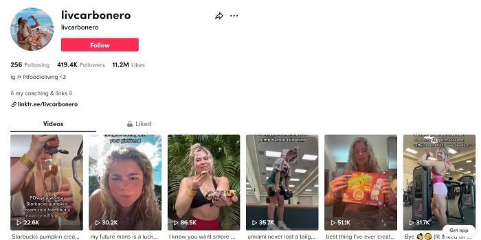 TikTok screenshot de @livcarbonero
