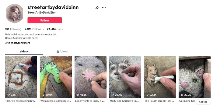 TikTok screenshot de @streetartbydavidzinn