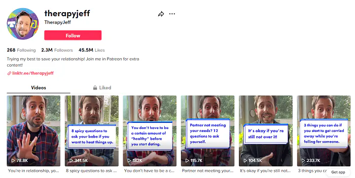 TikTok screenshot de @therapyjeff
