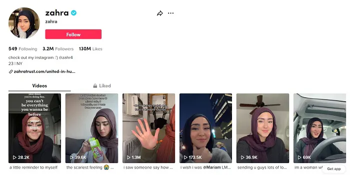 TikTok screenshot de @zahra