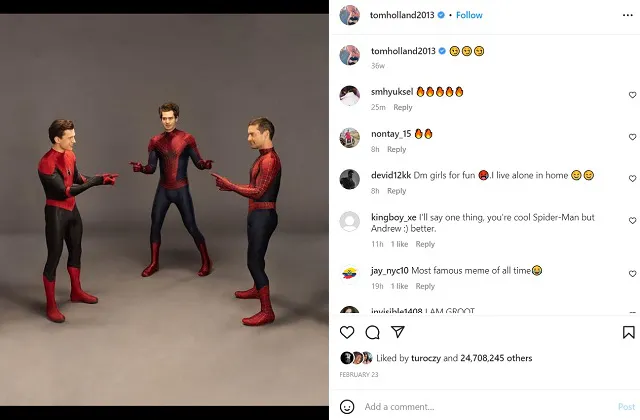 @tomholland2013 インスタグラムのスクリーンショット