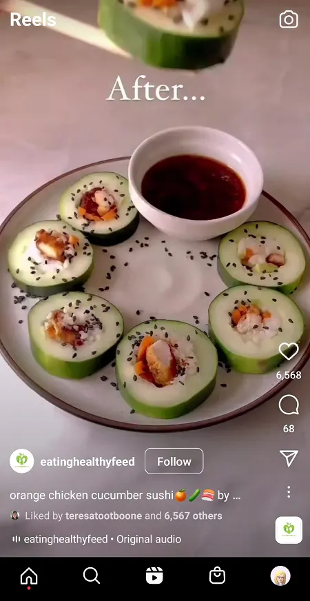 @eatinghealthyfeed Schermata delle bobine di Instagram