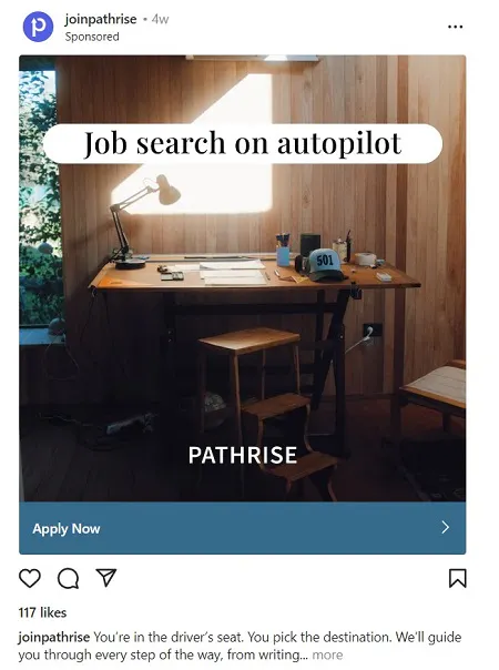 @joinpathrise インスタグラムスポンサー投稿スクリーンショット