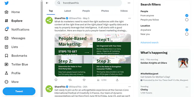 Encontrar tweets antiguos de otros usuarios mediante la captura de pantalla de la barra de búsqueda de Twitter